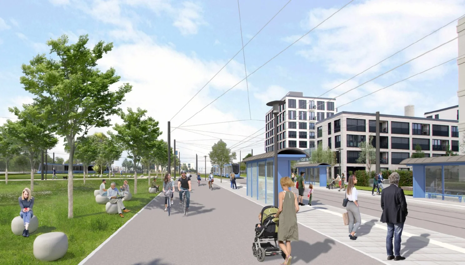 Die Haltestelle Schwabing Nord - Blickrichtung Norden